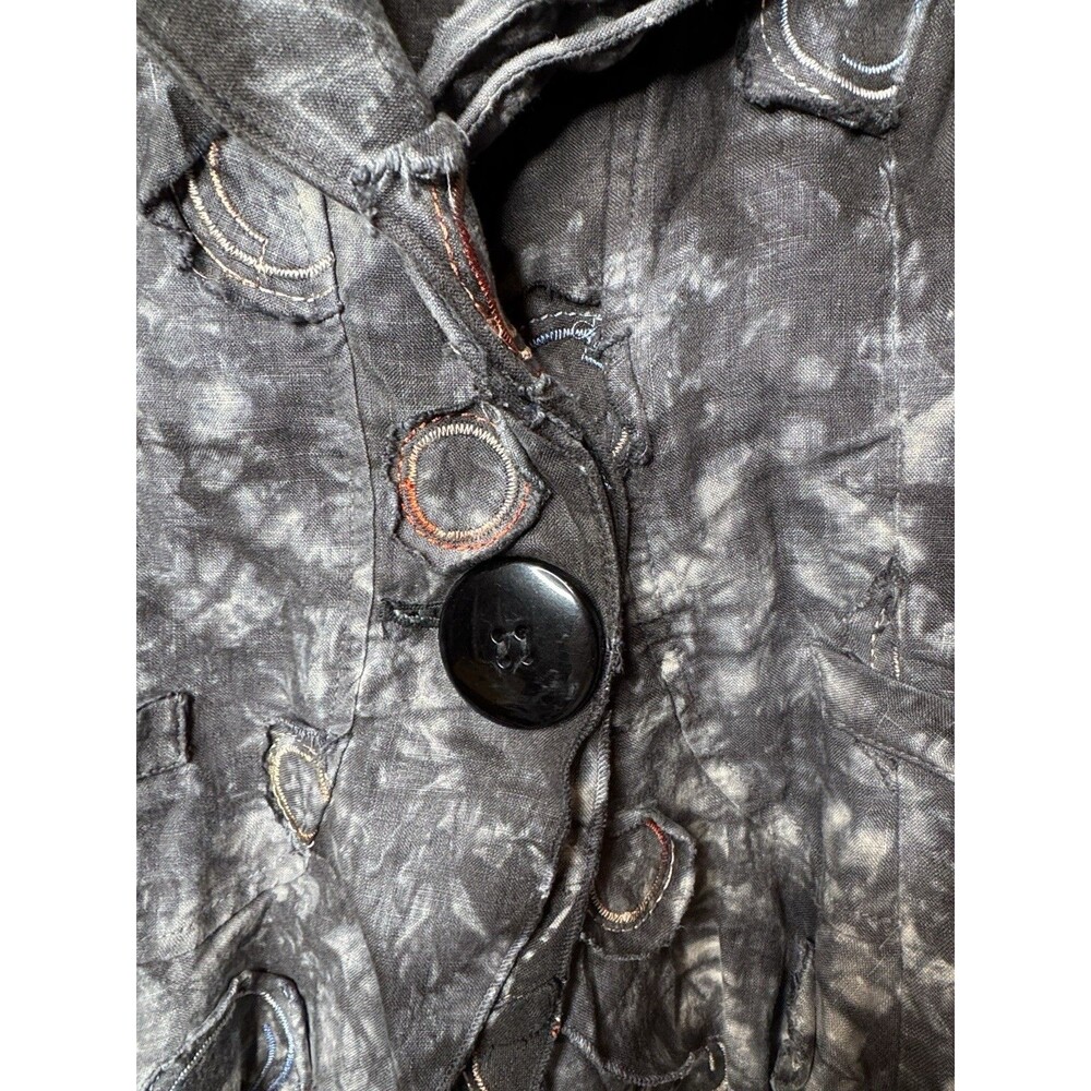 Design Todays Boho Jacket Wire Ruffle Collar Art Big Button - Picture 5 of 11